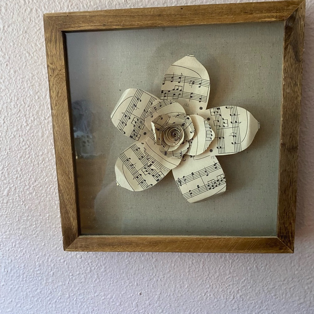 Framed Sheet Music Flower Art